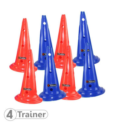 Balise x8 Multicolore - 50cm - 12 Trous - Rouge, Bleu - 4TRAINER