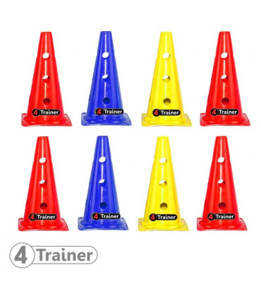 Balise x8 Multicolore - 30cm - Rouge, Jaune, Bleu - Percée 12 Trous - 4TRAINER