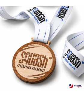 Médaille FFSquash en bois de Hêtre – 70mm