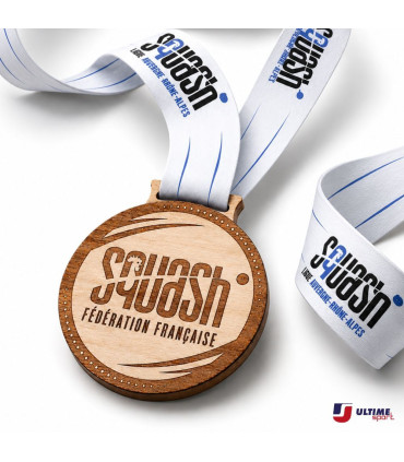 Médaille FFSquash en bois de Hêtre – 70mm