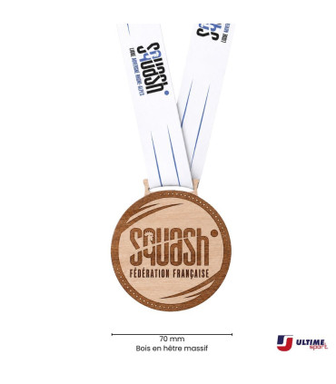 Médaille FFSquash en bois de Hêtre – 70mm