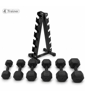 PACK HALTÈRES - 5 à 20KG avec Rack - 6 Paires (5, 10, 12.5, 15, 17.5, 20kg) - 4TRAINER