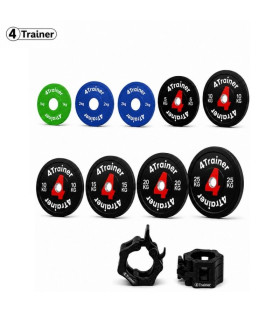 PACK BUMPER PLATES 160KG - Disques Olympiques 50mm - (1, 2x2, 5, 10, 15, 20, 25kg) + Clips Offerts - 4TRAINER