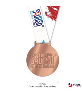 Médaille FFSquash Bronze en zamac recyclé – 70 mm