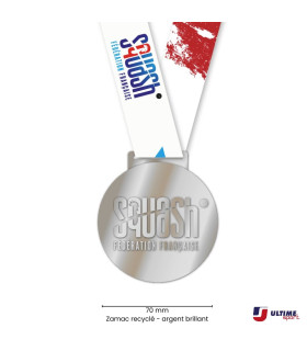 Médaille FFSquash Argent en zamac recyclé – 70 mm
