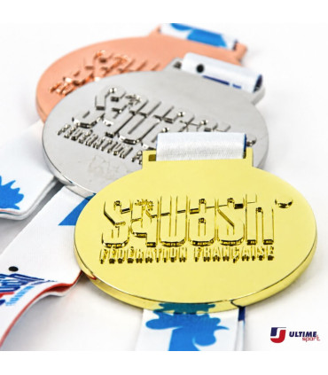 Médaille FFSquash Argent en zamac recyclé – 70 mm