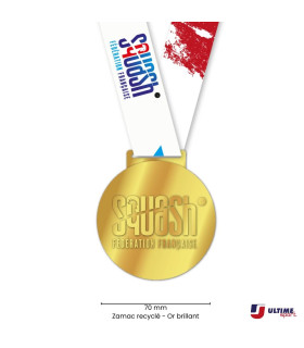Médaille FFSquash Or en zamac recyclé – 70 mm