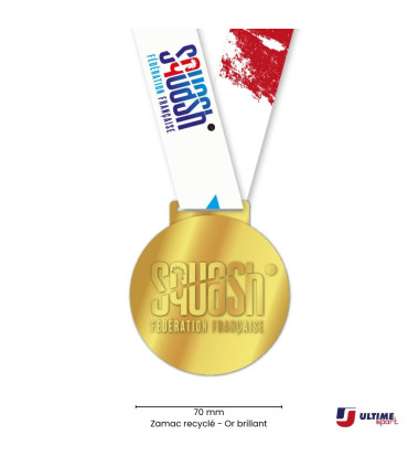 Médaille FFSquash Or en zamac recyclé – 70 mm