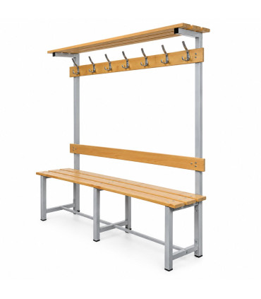 BANC COMBINE SIMPLE FACE AVEC PATERES ET PORTE-SACS - 2M