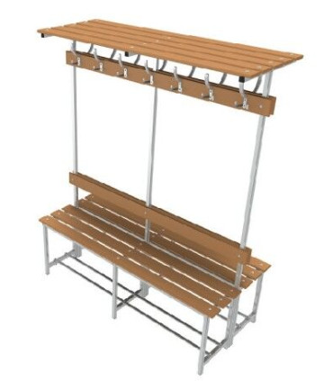 BANC COMBINE DOUBLE FACE AVEC PATERES ET PORTE-SACS - 2M