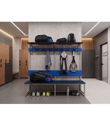 BANC COMBINE SIMPLE FACE AVEC PATERES ET PORTE-SACS - 1,5 M