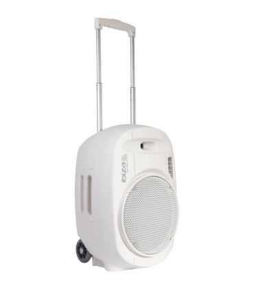 ENCEINTE SONO PORTABLE AUTONOME 12”/30CM AVEC USB-MP3, REC, VOX, BLUETOOTH, 2 MICROS UHF - BLANC - LOTRONIC