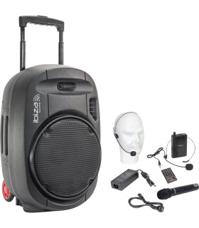 ENCEINTE SONO PORTABLE AUTONOME 12'' - BLUETOOTH AVEC 2 MICROS - LOTRONIC