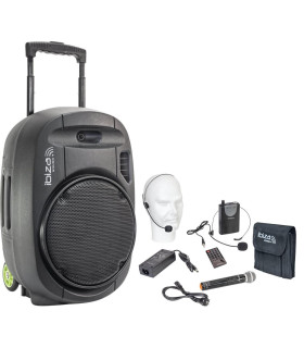 ENCEINTE SONO PORTABLE AUTONOME 12”/30CM AVEC USB-MP3, VOX, BLUETOOTH & 2 MICROS VHF - LOTRONIC