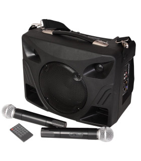 ENCEINTE SONO PORTABLE RECHARGEABLE AVEC LECTEUR USB, MP3, BLUETOOTH ET 2 MICROS UHF - LOTRONIC
