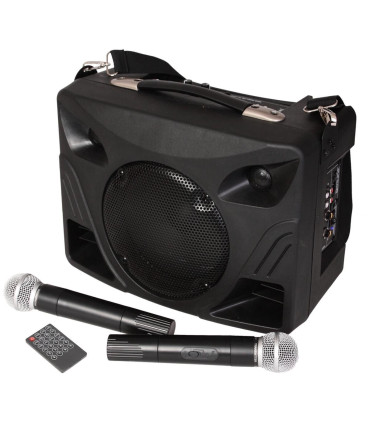 ENCEINTE SONO PORTABLE RECHARGEABLE AVEC LECTEUR USB, MP3, BLUETOOTH ET 2 MICROS UHF - LOTRONIC