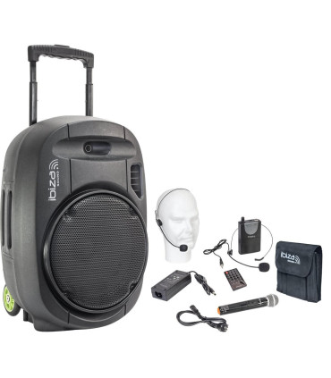 ENCEINTE SONO PORTABLE AUTONOME 12”/30CM AVEC USB-MP3, VOX, BLUETOOTH & 2 MICROS VHF - LOTRONIC