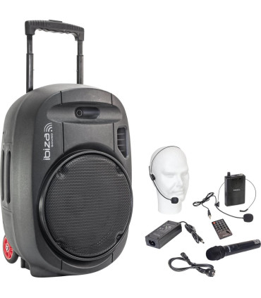 ENCEINTE SONO PORTABLE AUTONOME 12'' - BLUETOOTH AVEC 2 MICROS - LOTRONIC
