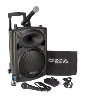 ENCEINTE SONO PORTABLE AUTONOME AVEC USB-MP3, REC, VOX, BLUETOOTH ET 2 MICROS - LOTRONIC