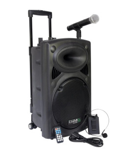 ENCEINTE SONO PORTABLE AUTONOME 12”/30CM AVEC USB-MP3, REC, VOX, BLUETOOTH, 2 MICROS VHF - LOTRONIC