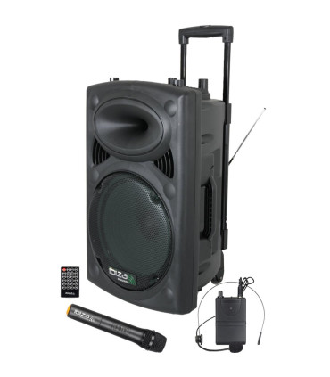 ENCEINTE SONO PORTABLE AUTONOME AVEC USB/VOX/BLUETOOTH et 2 MICROS UHF - LOTRONIC
