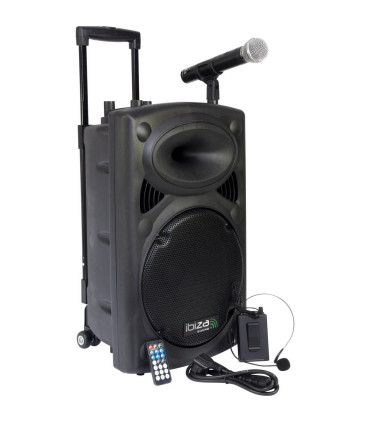 ENCEINTE SONO PORTABLE AUTONOME 12”/30CM AVEC USB-MP3, REC, VOX, BLUETOOTH, 2 MICROS VHF - LOTRONIC