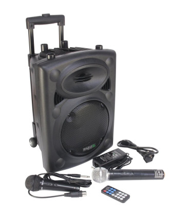 ENCEINTE SONO PORTABLE AUTONOME 8”/20CM AVEC USB-MP3, REC, VOX, BLUETOOTH, 1 MICRO VHF & 1 MICRO FILAIRE - LOTRONIC